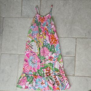 Lilly Pulitzer Floral Kids Dress in Pink and Green
